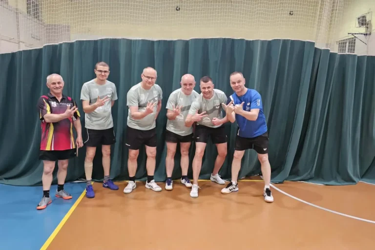 table tennis team celebration