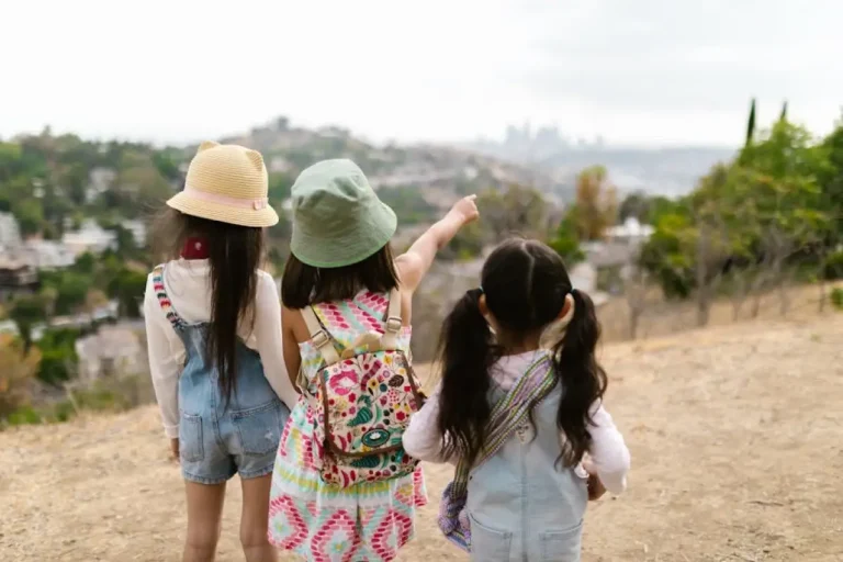 children hiking mountains