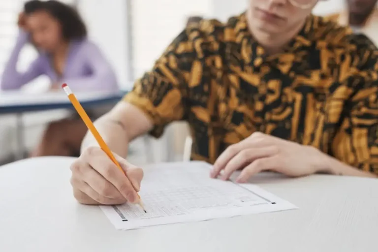 students taking exam